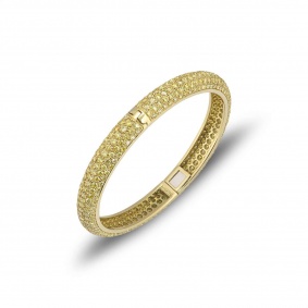 Yellow Gold Yellow Diamond Hinged Bangle 5.60ct TDW